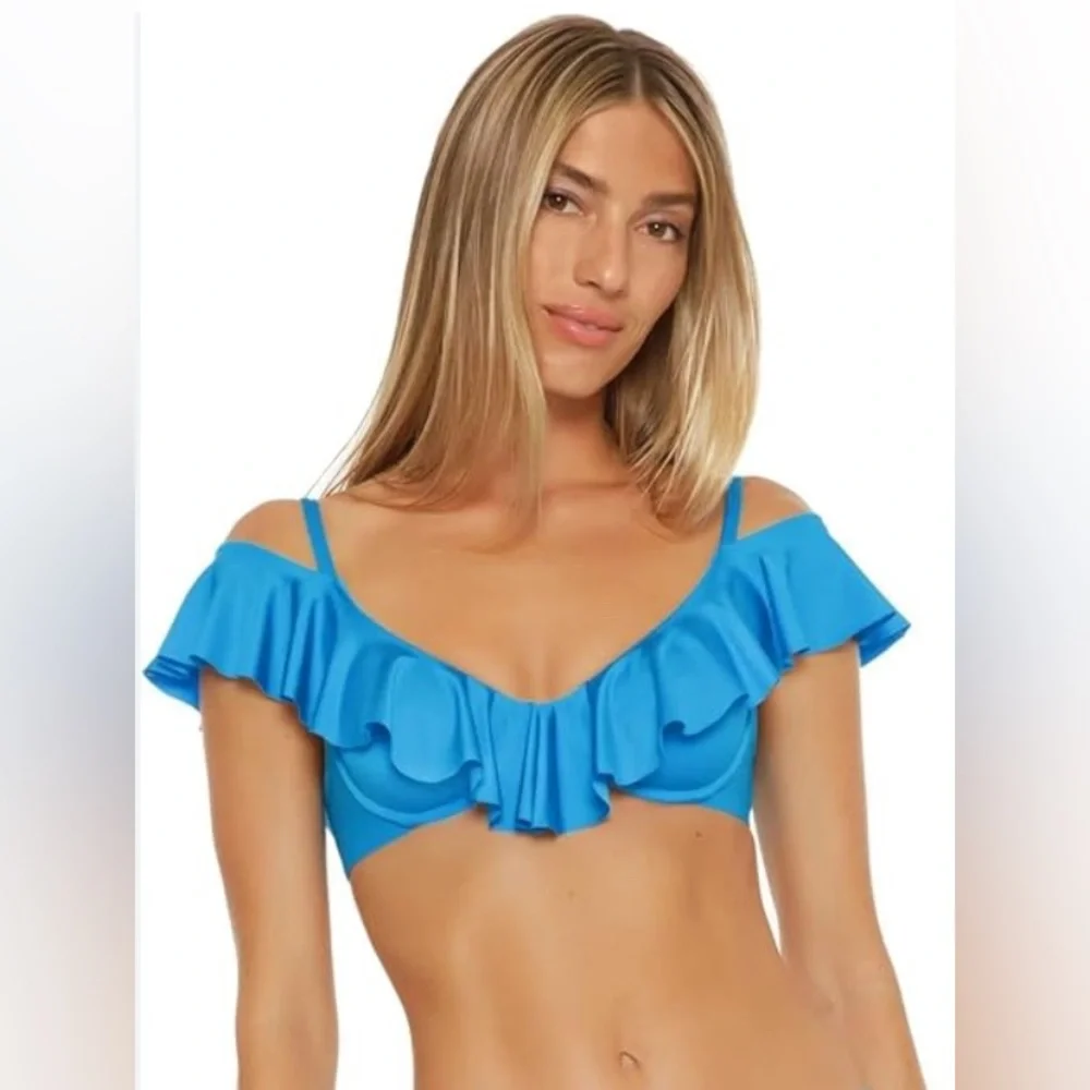 NWT [Trina Turk] Monaco Ruffled Underwire Bikini Top in Adriatic Blue Women’s 12 - Picture 6 of 11